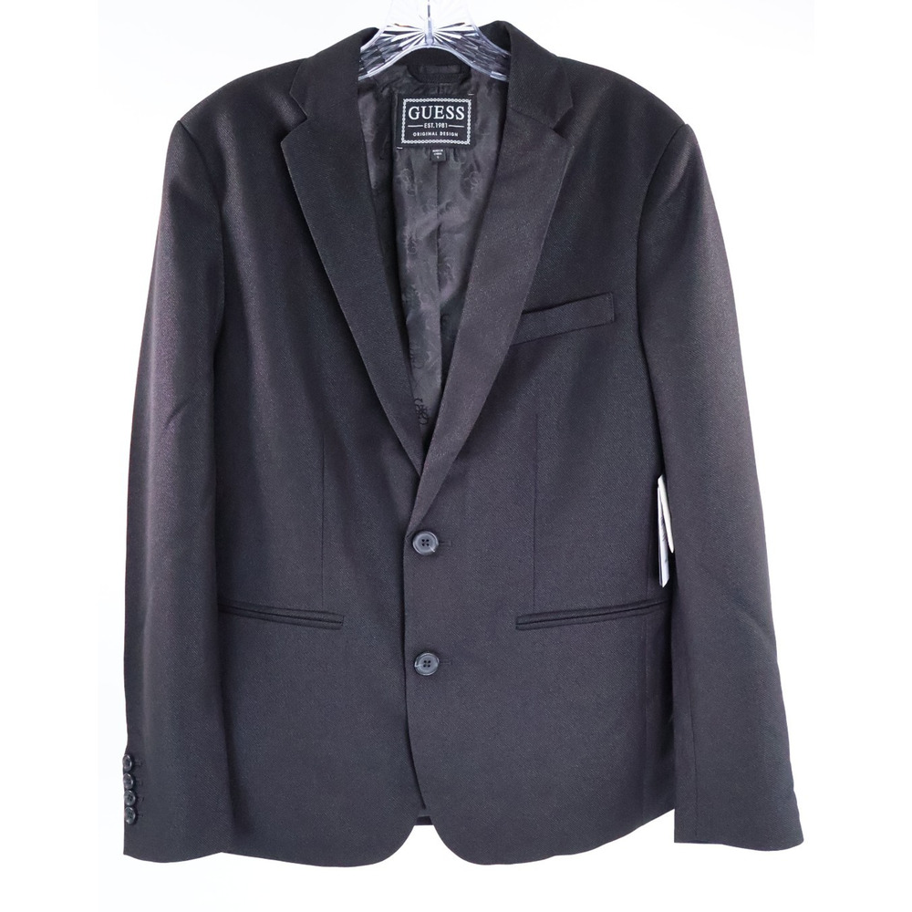 Guess Men's Shimmer Twill Relaxed Fit Blazer - Jet Black Multi Size Small NWT